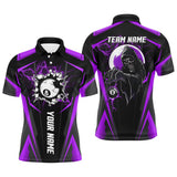 Maxcorners Personalized Purple Billiard Grim Reaper Men Polo Shirts