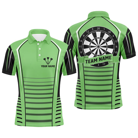 Maxcorners Personalized Green Black Mens Darts Polo Shirt Custom Darts Shirt For Men Dart Team Jersey