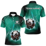 Maxcorners Personalized Turquoise Thunder Lightning 8 Ball Pool Billiard Shirt For Men, Billiard Team Jersey LM1708