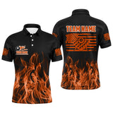 Maxcorners 3D Orange Flaming American Flag Men And Women Billiard Shirt Custom Patriotic Pool Player Billiard Jersey