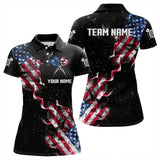 Maxcorners Customized Grunge Us Flag Smoke Darts Polo Shirts, Patriotic Darts Jerseys For Men And Women