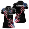 Maxcorners Customized Grunge Us Flag Smoke Darts Polo Shirts, Patriotic Darts Jerseys For Women