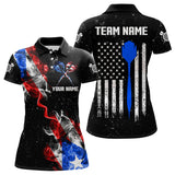 Maxcorners Customized Grunge Us Flag Smoke Darts Polo & Quarter-Zip Shirts, Patriotic Darts Jerseys For Men And Women