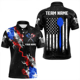 Maxcorners Customized Grunge Us Flag Smoke Darts Polo & Quarter-Zip Shirts, Patriotic Darts Jerseys For Men And Women