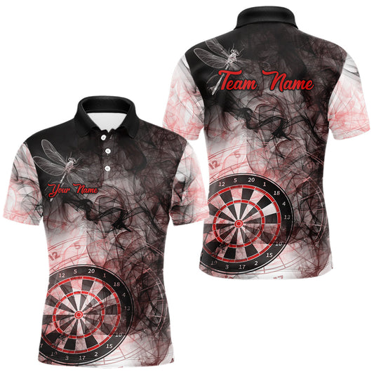 Maxcorners Red Black Smoke Dart Shirt With Pocket Option For Men Custom Dart Jerseys LM1501