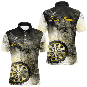 Maxcorners Yellow Black Smoke Dart Shirt With Pocket Option For Men Custom Dart Jerseys LM1501