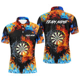Maxcorners Personalized Dart Board Fire And Water 3D Printed Men Darts Polo Shirts Custom Darts Jerseys