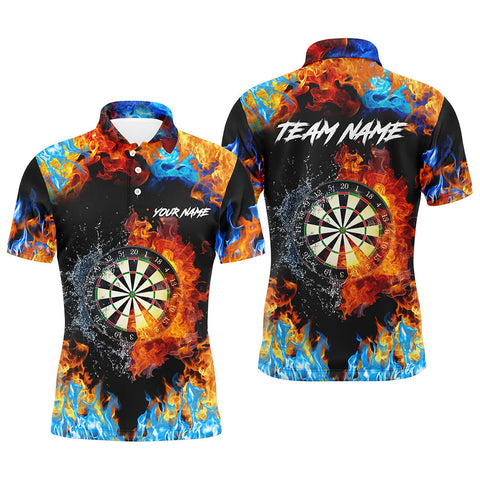 Maxcorners Personalized Dart Board Fire And Water 3D Printed Men Darts Polo Shirts Custom Darts Jerseys