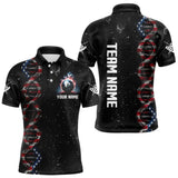 Maxcorners Men's Custom DNA American Flag Smoke 8 Ball Billiard Shirt, Patriotic Pool Jersey Polo & 1/4 Zip LM1708