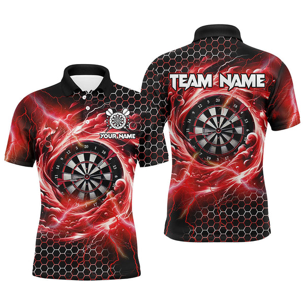 Maxcorners Red Funny 3D Dartboard Darts Jersey Customized Name, Team Name 3D Polo Shirt