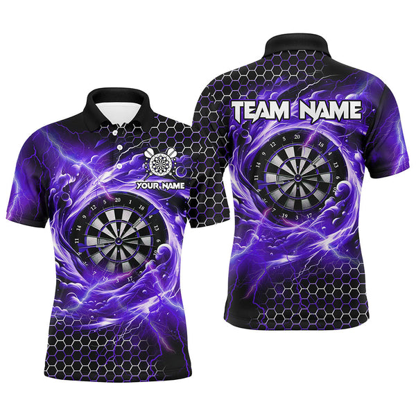 Maxcorners Purple Funny 3D Dartboard Darts Jersey Customized Name, Team Name 3D Polo Shirt