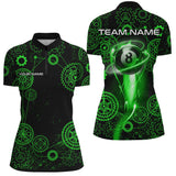 Maxcorners Personalized Green Billiard Shirts For Women Custom Gearwheel Pattern Billiard Jerseys Team Uniform