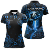 Maxcorners Personalized Blue Billiard Shirts For Women Custom Gearwheel Pattern Billiard Jerseys Team Uniform