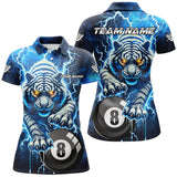 Maxcorners Personalized Thunder Lightning Tiger Billiard Shirt For Women Custom Blue Billiard League Pool Jersey