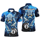 Maxcorners Personalized Thunder Lightning Tiger Billiard Shirt For Men Custom Blue Billiard League Pool Jersey