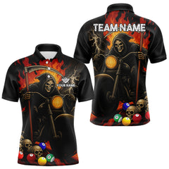 Maxcorners Personalized Grim Reaper Motorcycle Billiards Shirt For Men Custom Skull Billiard Team Jersey MT1511