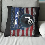 Patriotic American Flag Custom 8 Ball Pool Billiard Sports Throw Pillows