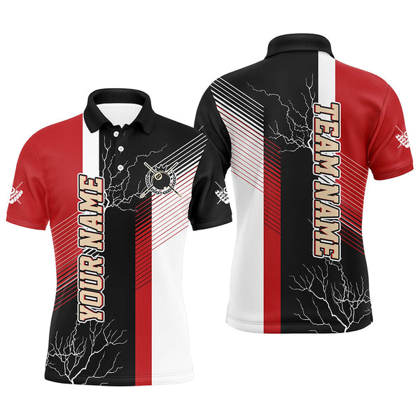 Maxcorners Personalized Billiard Polo & Quarter Zip For Men Custom 8 Ball Pool Billiard Team Jersey