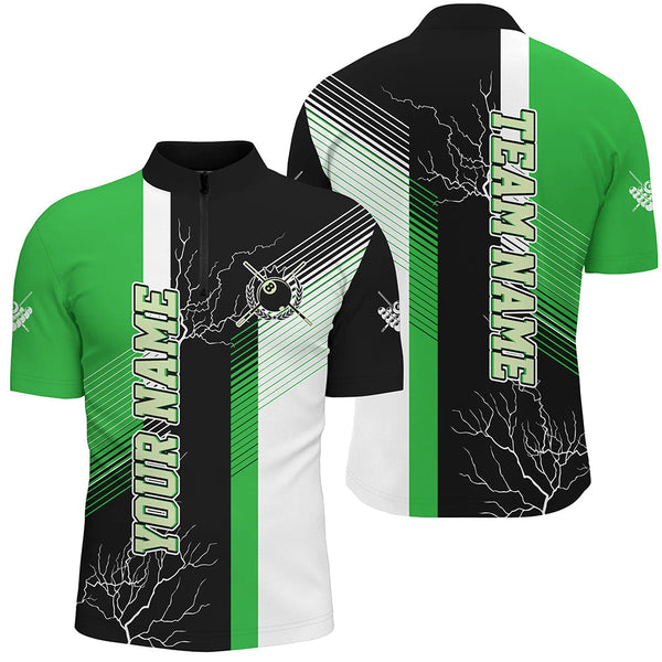Maxcorners Personalized Billiard Polo & Quarter Zip For Men Custom 8 Ball Pool Billiard Team Jersey