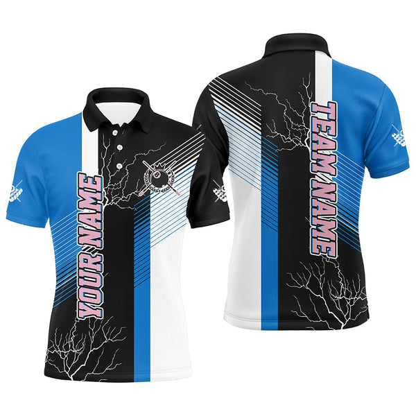 Maxcorners Personalized Billiard Polo & Quarter Zip For Men Custom 8 Ball Pool Billiard Team Jersey