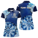 Maxcorners Blue Icy Light Darts Polo & Quarter Zip Custom Dart Shirts For Men, Cool Darts Team Jerseys