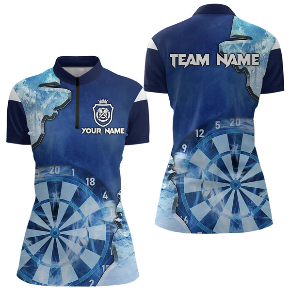 Maxcorners Blue Icy Light Darts Polo & Quarter Zip Custom Dart Shirts For Men And Women, Cool Darts Team Jerseys