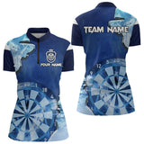 Maxcorners Blue Icy Light Darts Polo & Quarter Zip Custom Dart Shirts For Men, Cool Darts Team Jerseys