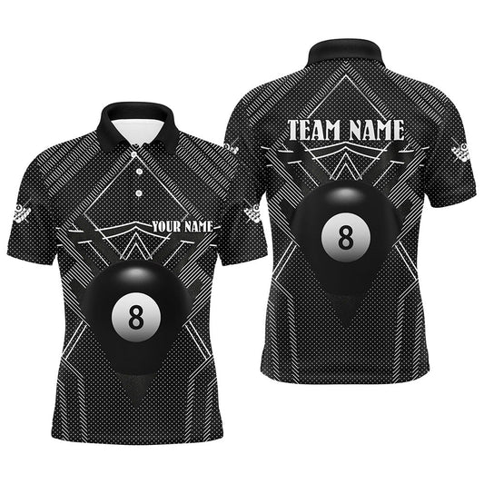 Maxcorners Personalized Black Billiards Jerseys Men Polo Shirts