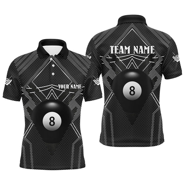Maxcorners Personalized Black Billiards Jerseys Men Polo Shirts