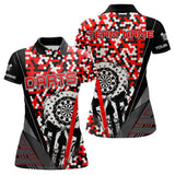 Maxcorners Personalized Red Camo Skull Dart Shirts For Men Custom Funny Skull Dart Jerseys Polo & 1/4 Zip  Lm173