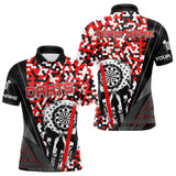 Maxcorners Personalized Red Camo Skull Dart Shirts For Men Custom Funny Skull Dart Jerseys Polo & 1/4 Zip  Lm173