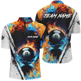 Maxcorners 8 Ball Pool Water Fire Custom 3D All Over Print Billiard Shirts For Men, Billiard Team Jerseys