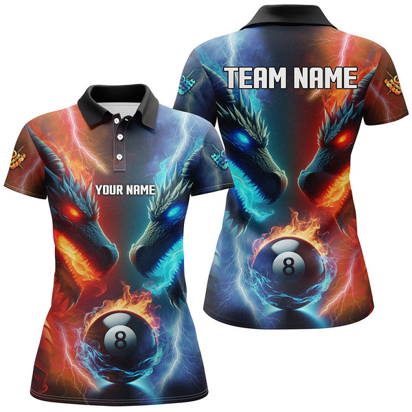 Maxcorners Personalized Water Fire 3D Dragon 8 Ball Pool Billiard Shirts For Men, Team League Billiard