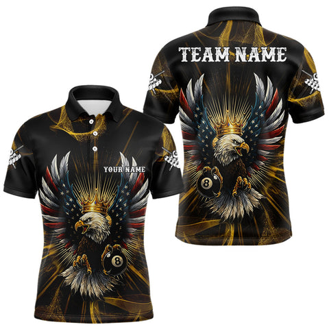 Maxcorners Personalized Crown American Flag Eagle 8 Ball Billiard Shirt For Men Custom Pool Team Jersey MT1810