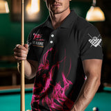 Maxcorners 3D Pink Flaming 8 Ball Pool Men Billiard Polo & 1/4 Zip Shirt Custom Pool Player Billiard Jersey