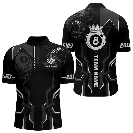Maxcorners Customized 8 Ball Pool Crown Wmen Billiard Shirt, White And Black Billiard Team Shirt, Pool Jersey
