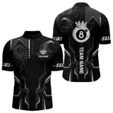 Maxcorners Customized 8 Ball Pool Crown Wmen Billiard Shirt, White And Black Billiard Team Shirt, Pool Jersey