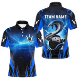 Maxcorners Personalized Blue Thunder Lightning Cobra Snake Bowling Shirts For Men, Bowling Team Jersey TU1908