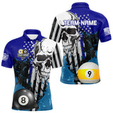 Maxcorners Personalized 8 & 9 Ball Pool Skull Billiard Shirt For Men Custom Grunge Billiard Team Jersey TU1908