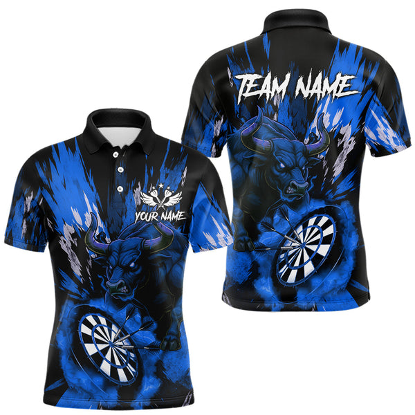 Maxcorners Personalized Blue Dartboard Splash Bull Darts Shirt For Men Custom Dart Jersey Team Polo & 1/4 Zip TU1711