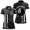 Maxcorners Personalized Black White American Flag Billiard Shirts For Men, Patriotic 8 Ball Billiard Jerseys