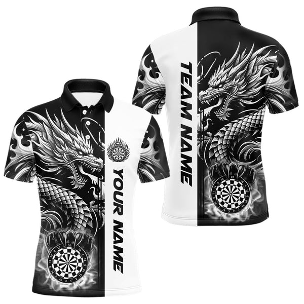 Maxcorners Custom Dragon Dart Shirts For Men, Personalized 3D Dart League Uniform Best Dart Jerseys |White MT2306