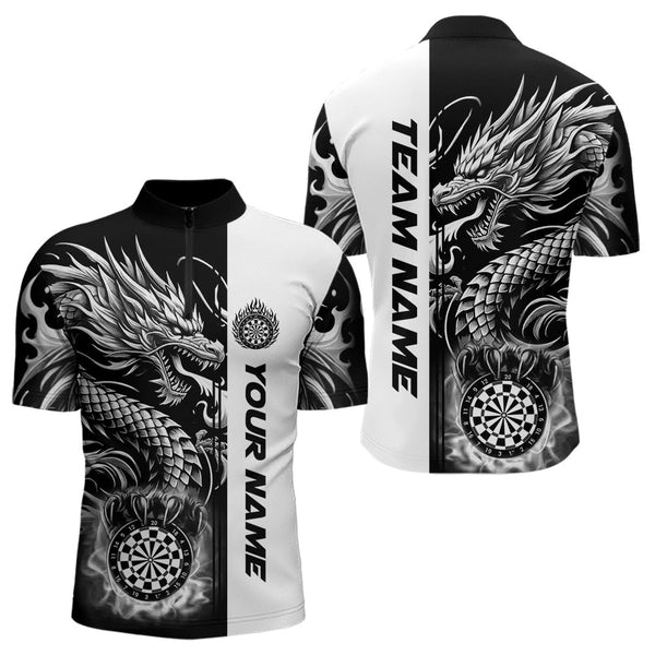 Maxcorners Custom Dragon Dart Shirts For Men, Personalized 3D Dart League Uniform Best Dart Jerseys |White MT2306
