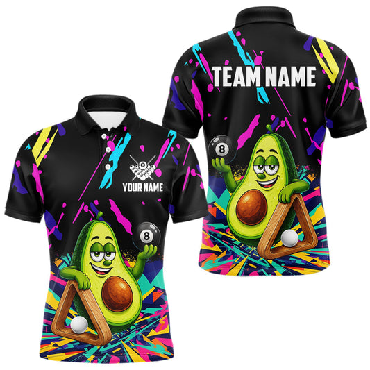 Maxcorners Colorful Billiard Jersey Funny Avocado 8 Ball Pool Shirts For Men Custom Billiard Team Shirts