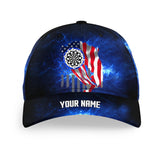 Maxcorners Darts Blue Galaxy Patriotic Us Flag Personalized Name 3D Cap