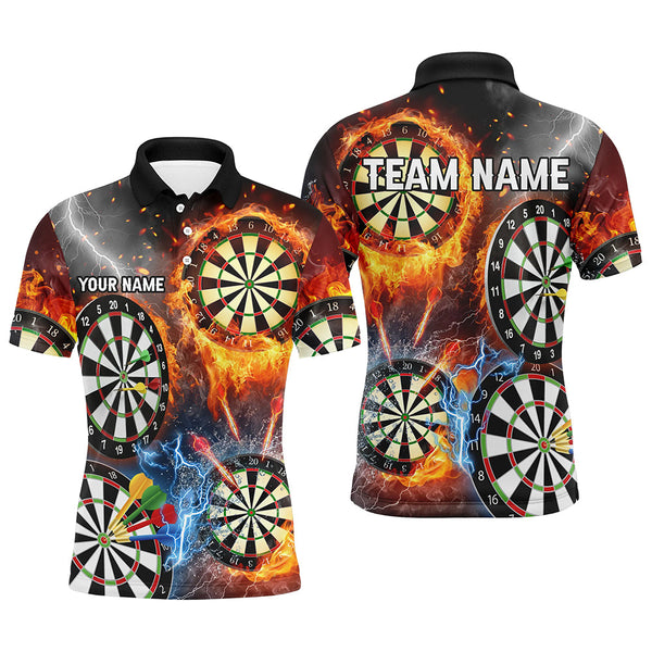 Maxcorners Fire Flame Lightning Darts Jersey Customized Name, Team Name 3D Polo Shirt