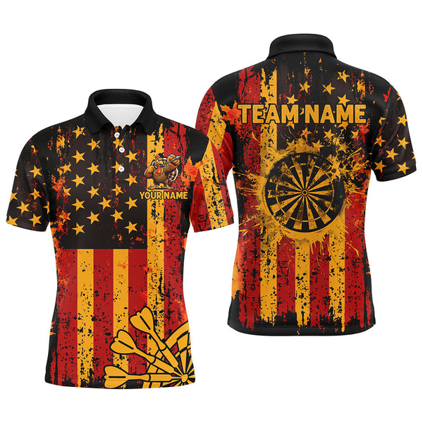 Maxcorners Autumn Grunge Us Flag Patriotic Darts Jersey Customized Name 3D Shirt