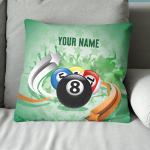 Personalized Green Billiard Balls Pillow, Funny Billiard Throw Pillows