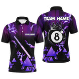 Maxcorners Purple Neon Light Pool Cue 8 Ball Crown Billiard Shirt For Men Custom Team League Billiard Jerseys