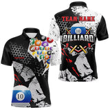 Maxcorners Personalized Grunge Style 10 Ball Billiard Shirts For Men Custom 10 Ball Pool Billiard Team Jerseys